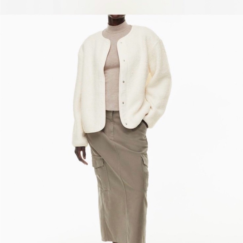Aritzia Cream Bouclé Snap-Front Jacket